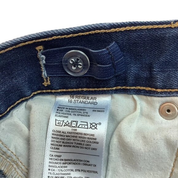 Old Navy Slim Jeans Straight Leg Wash Adjustable Waistbands Size 16 Reg Youth - Picture 8 of 10